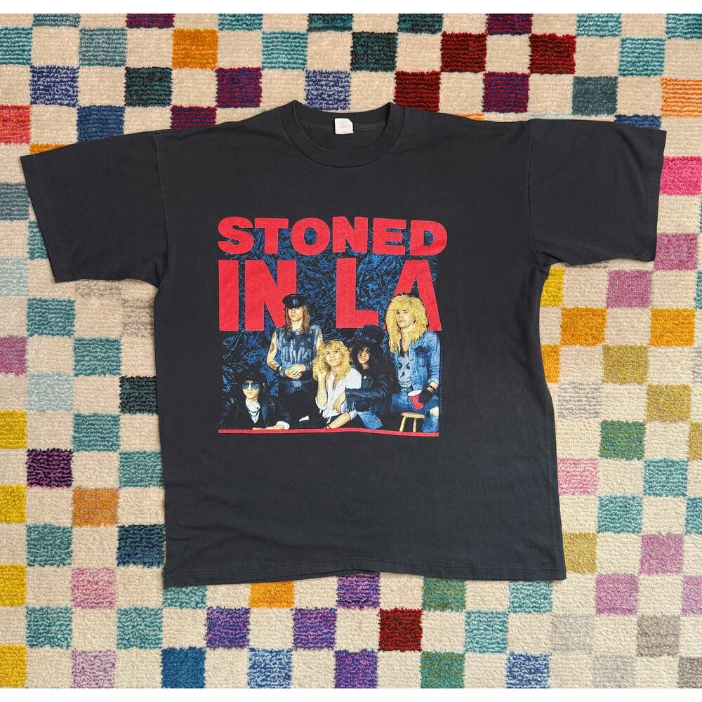 VTG 80s Guns N’ Roses “Stoned In LA” 1989 LA Coliseum Single Stitch Band TShirt